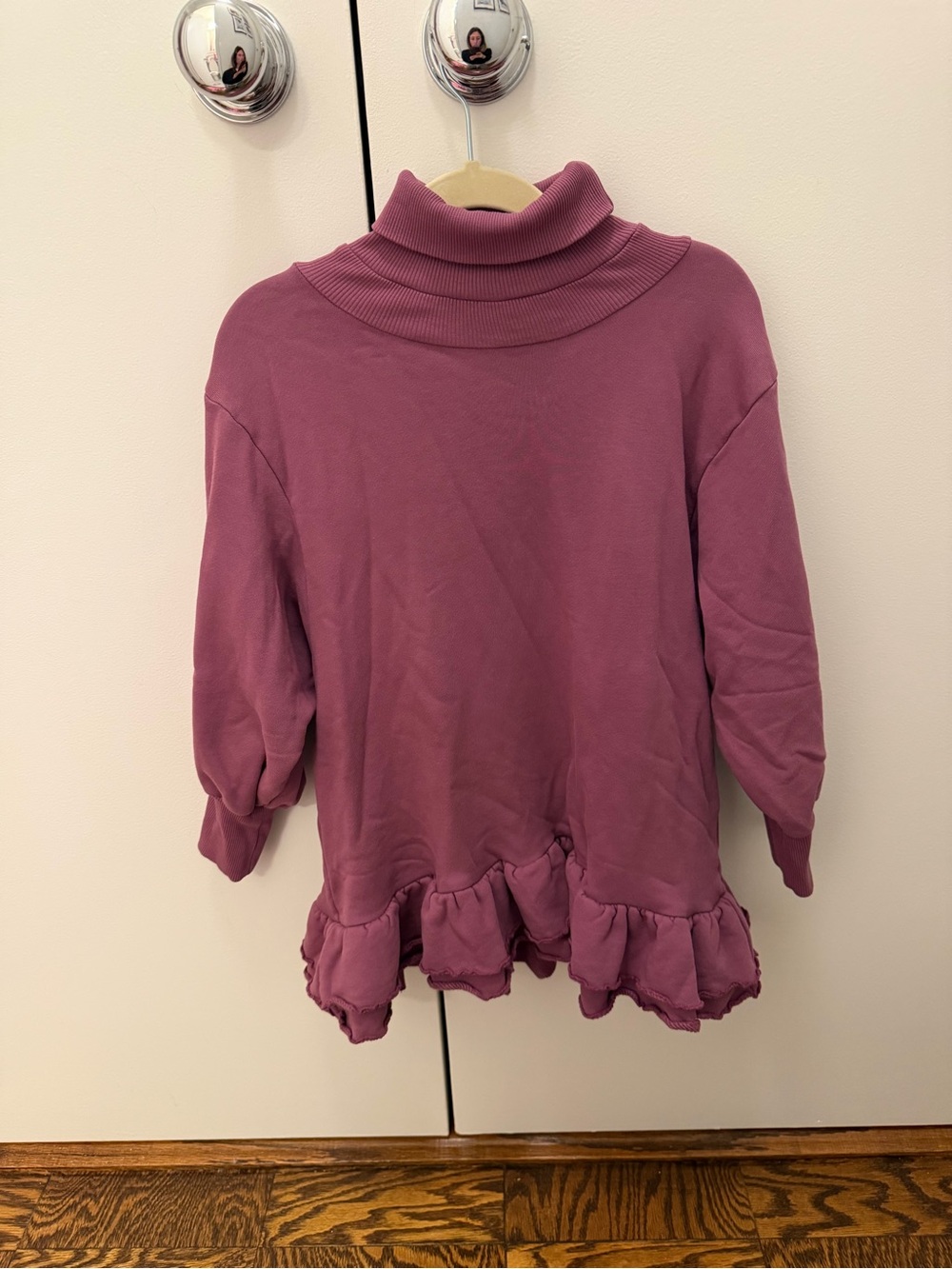 Morley Dusty Mauve Ruffle-Hem Turtleneck Sweatshirt
